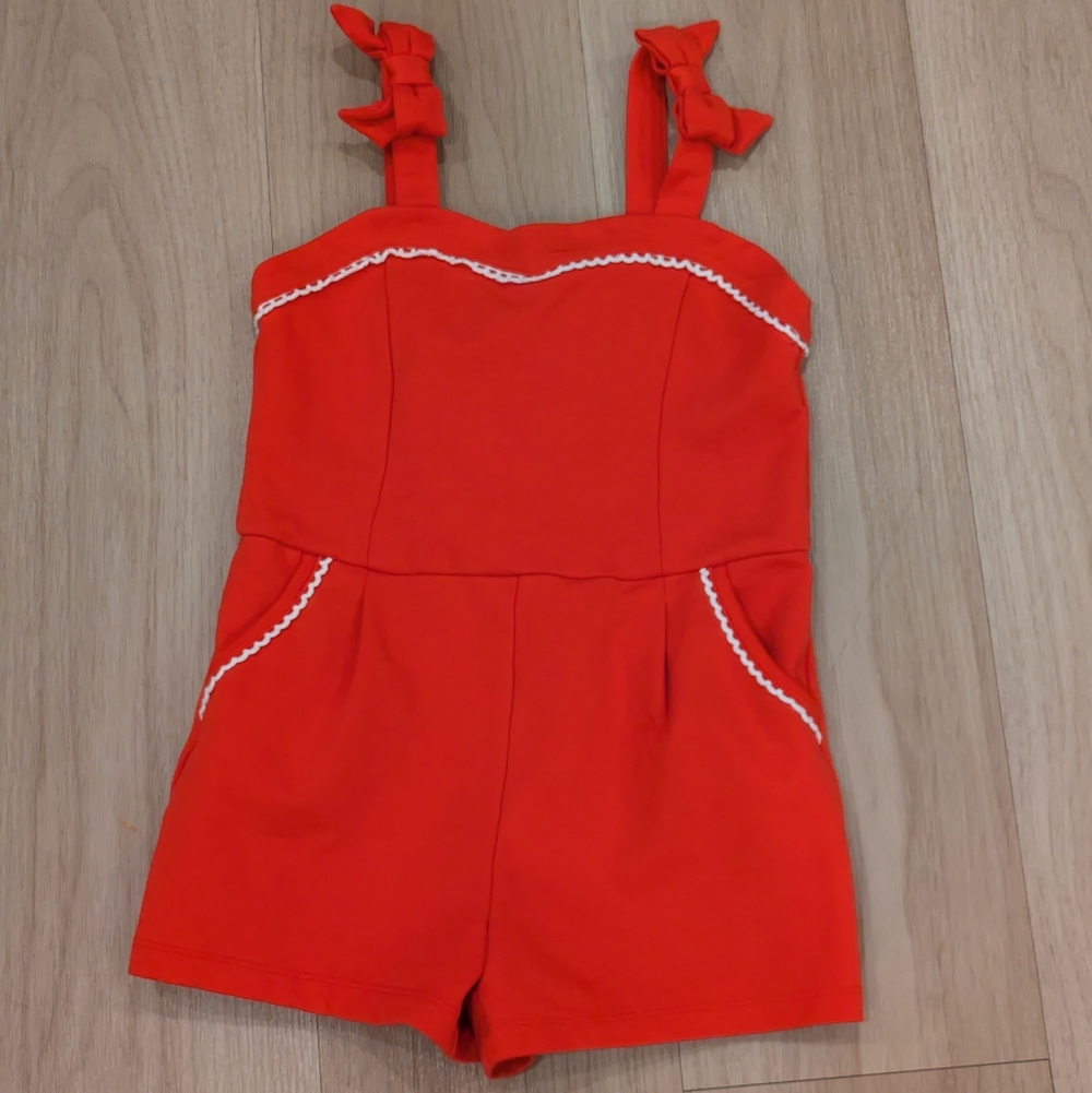 Janie And Jack Adorable Red Romper With White Frills Size 5